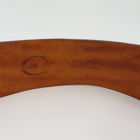 Just Cavalli Women 34 Brown Leather Wide Belt Boho Western Italy Roberto Cavalli - Picture 8 of 14